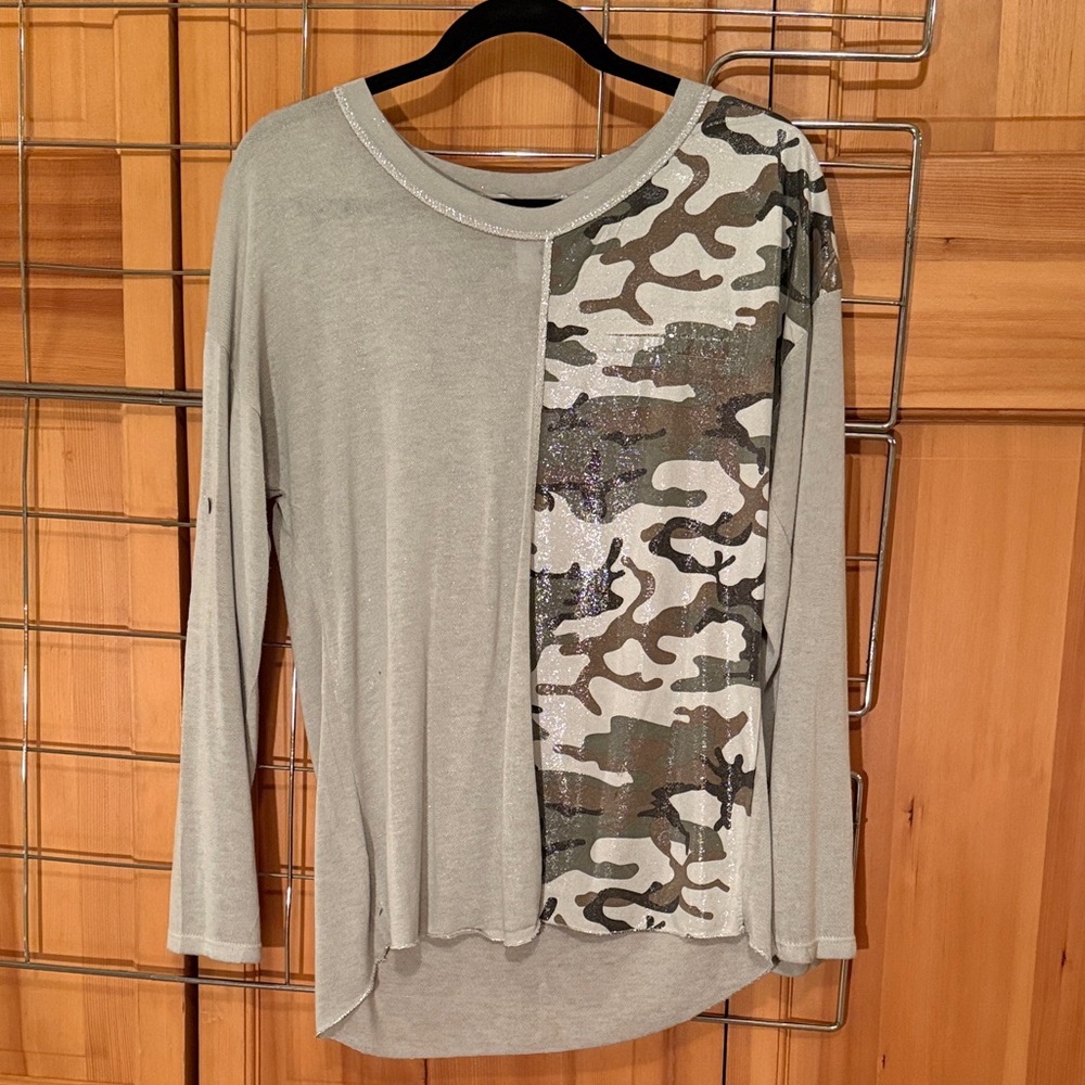 Camouflage Shimmer Long Sleeve Top